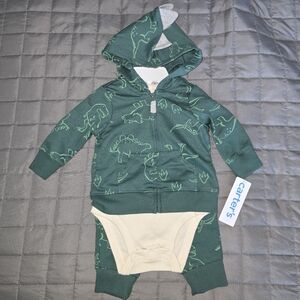 Carter's Teal Dinosaur Hooded Bodysuit
